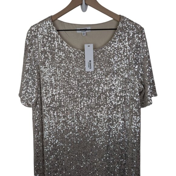 BB Dakota by Steve Madden | Silver Hit the Lights Sequin Shift Dress NWT | XL - Picture 6 of 14